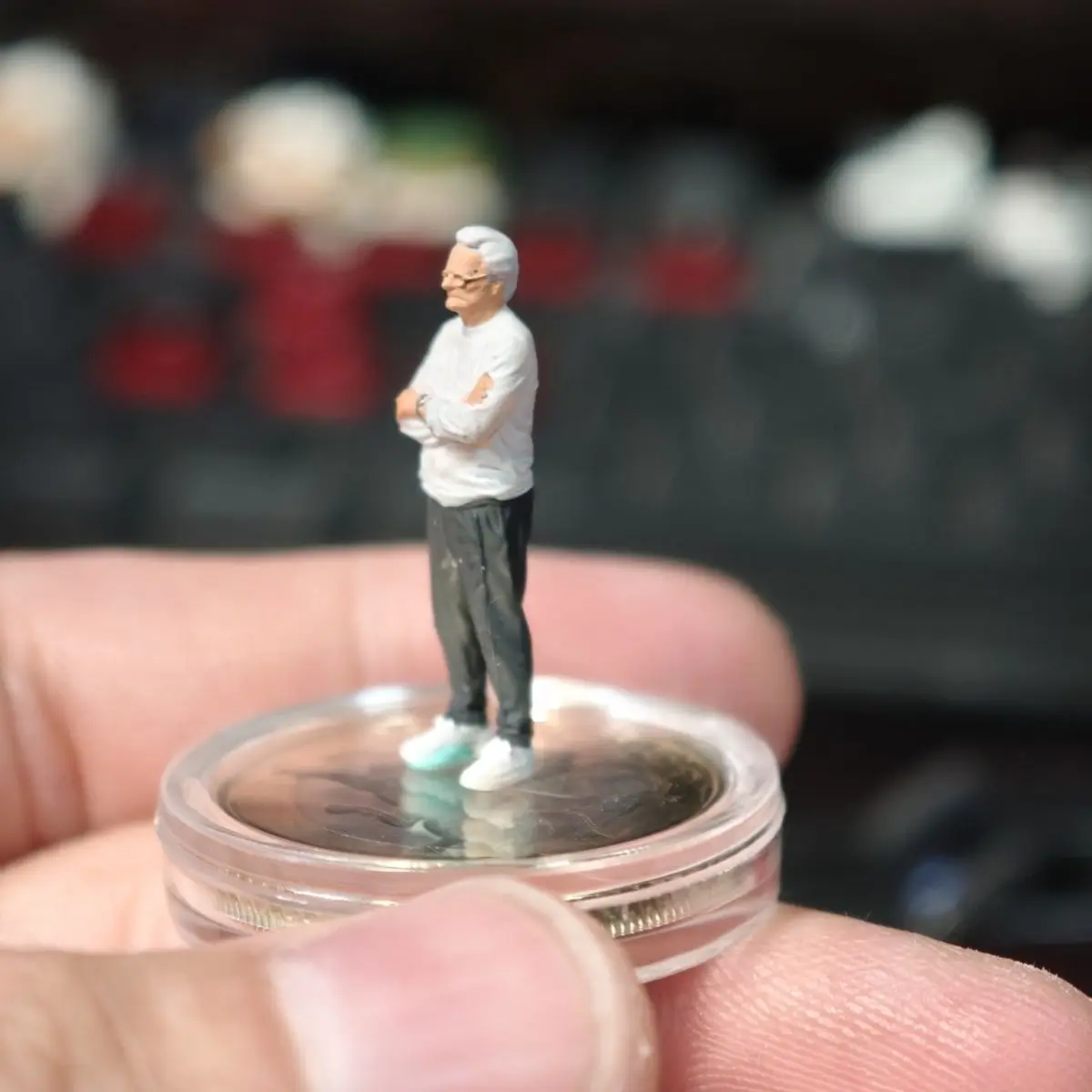 1/64 2.4cm DIY 미니어처 피규어 정적 모델 노인 디오라마
