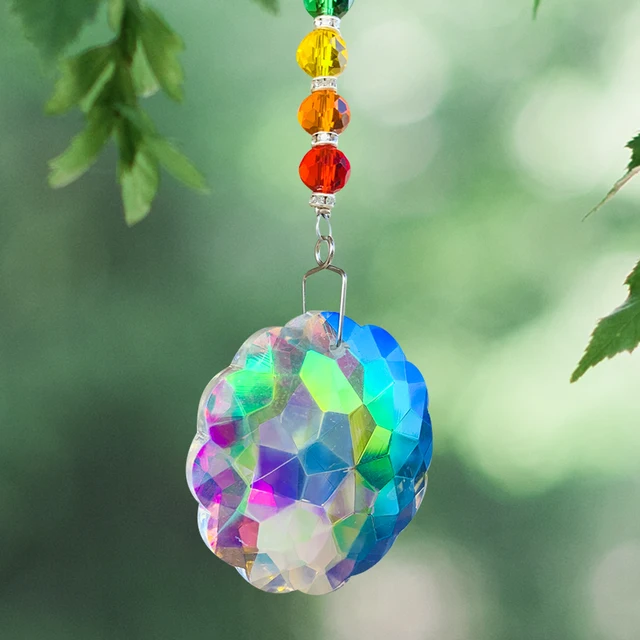Virág Alakú Napsütő Medál Aurora Mandala Crystal Prizma Szivárványkészítő Csakra Jóga Lógó Otthoni Esküvői Ablak Dekoráció - Image 2