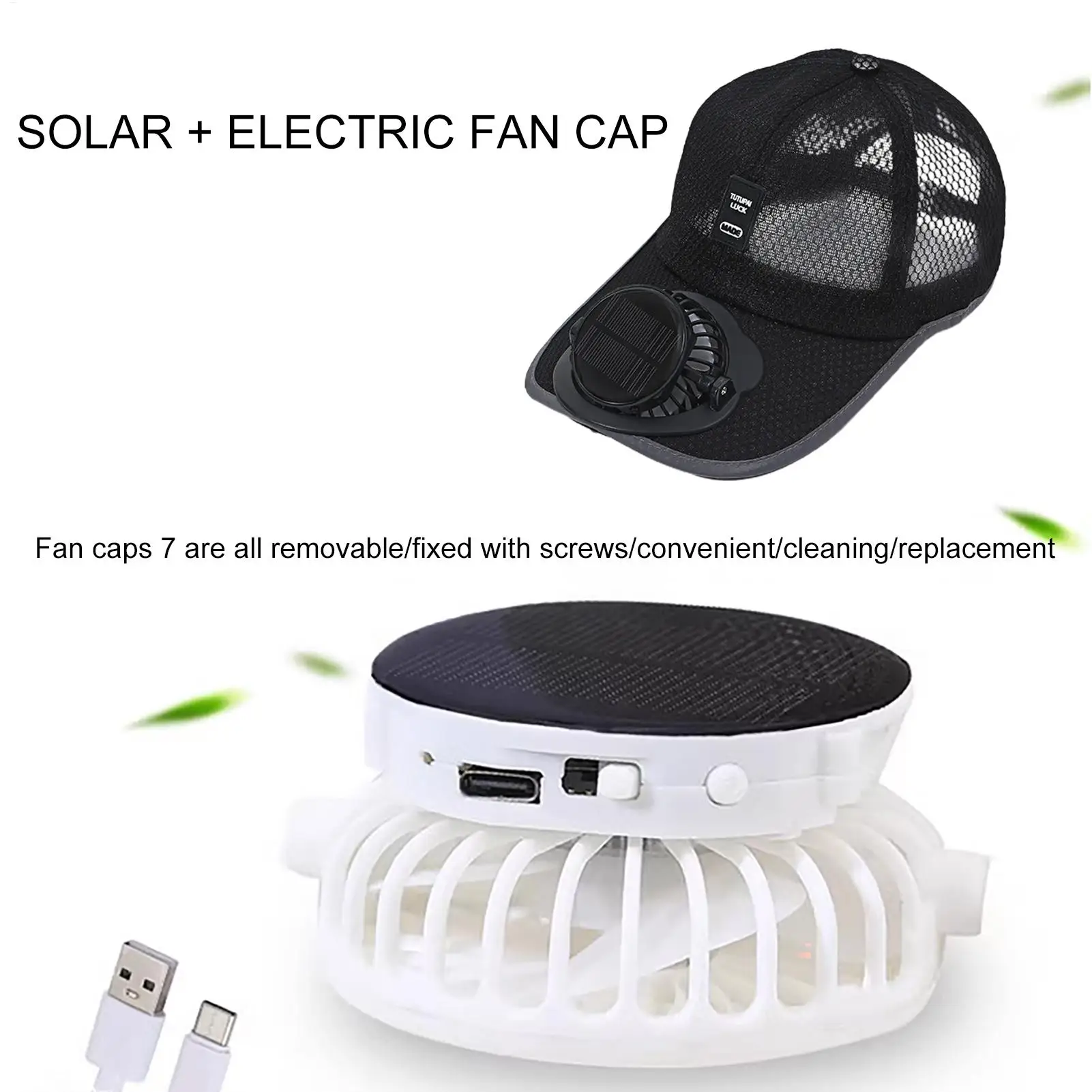 Outdoor Summer Solar Charging With Fan Hat For Men And Women Breathable Mesh Sun Protection Sunshade  fan hat Beach Hat
