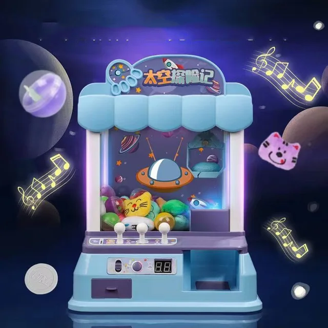 Toy Doll Mini Catch Machine House Candy Catcher Grabber Claw Arcade Crane Game Automatic Vending Kit USB Music Light Kids Gift 5