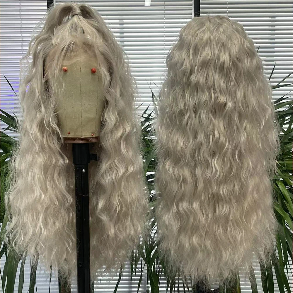 

Synthetic Long Curly Brazilian Wigs For Women Lace Front Breakdown Free RED/BLUE/GREY Color Daily/Cosplay High Temperature Fiber