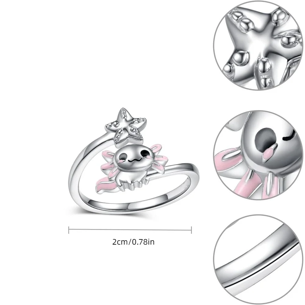 1pc Axolotl Ring Cut Axolotl Adjustable Rings Animal Valentine's Day Birthday Party Gift Jewelry rings for women