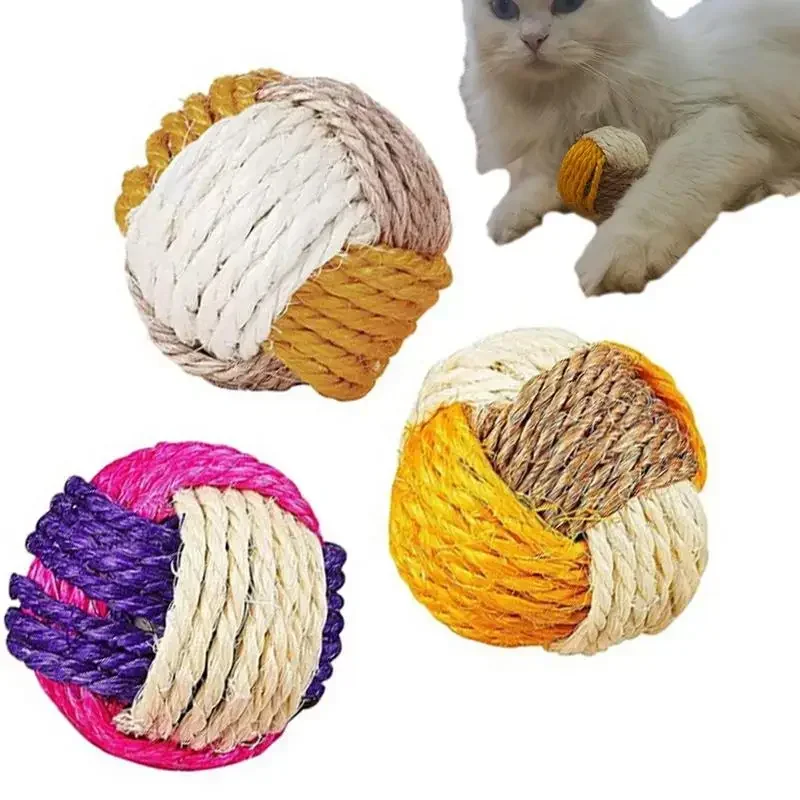 Cat Sisal Ball Colorful Ball Toy Cat Rolling Sisal Ball Toy 1pc Novelty Gift for Pets Random Color Cat Pet Toy