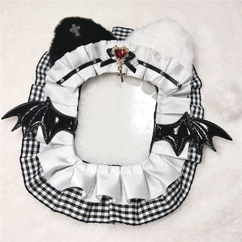 Diablo Black Card Holder Photocard Holders Girls Blood Red Devil Wings Lace Anime Kpop Handmade Poker Cover Postcard Badge Case photocard holder