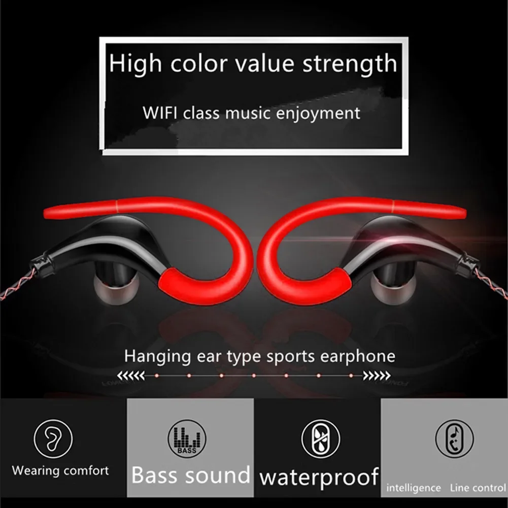 Waterproof Sport Wired In-Ear Earphones with High-Definition Bass & Ear Hook Design