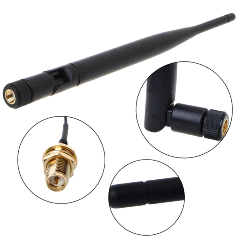21cm WiFi Antenna 5dbi To Pigtail Cable 2.4GHz Omni Aerial for Booster WLAN Router Modem USB Adapter Extender