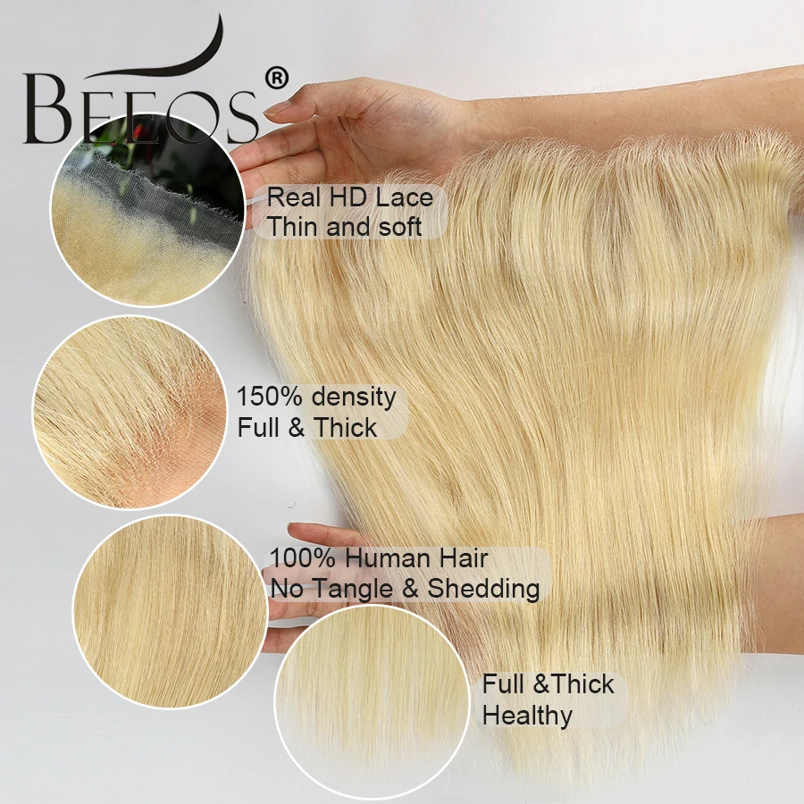 BEEOS Skinlike 613 Blonde 13x4 13x6 HD Lace Frontal Only Straight Pre plucked 5x5 HD Lace Closure Only Brazilian Remy Human Hair