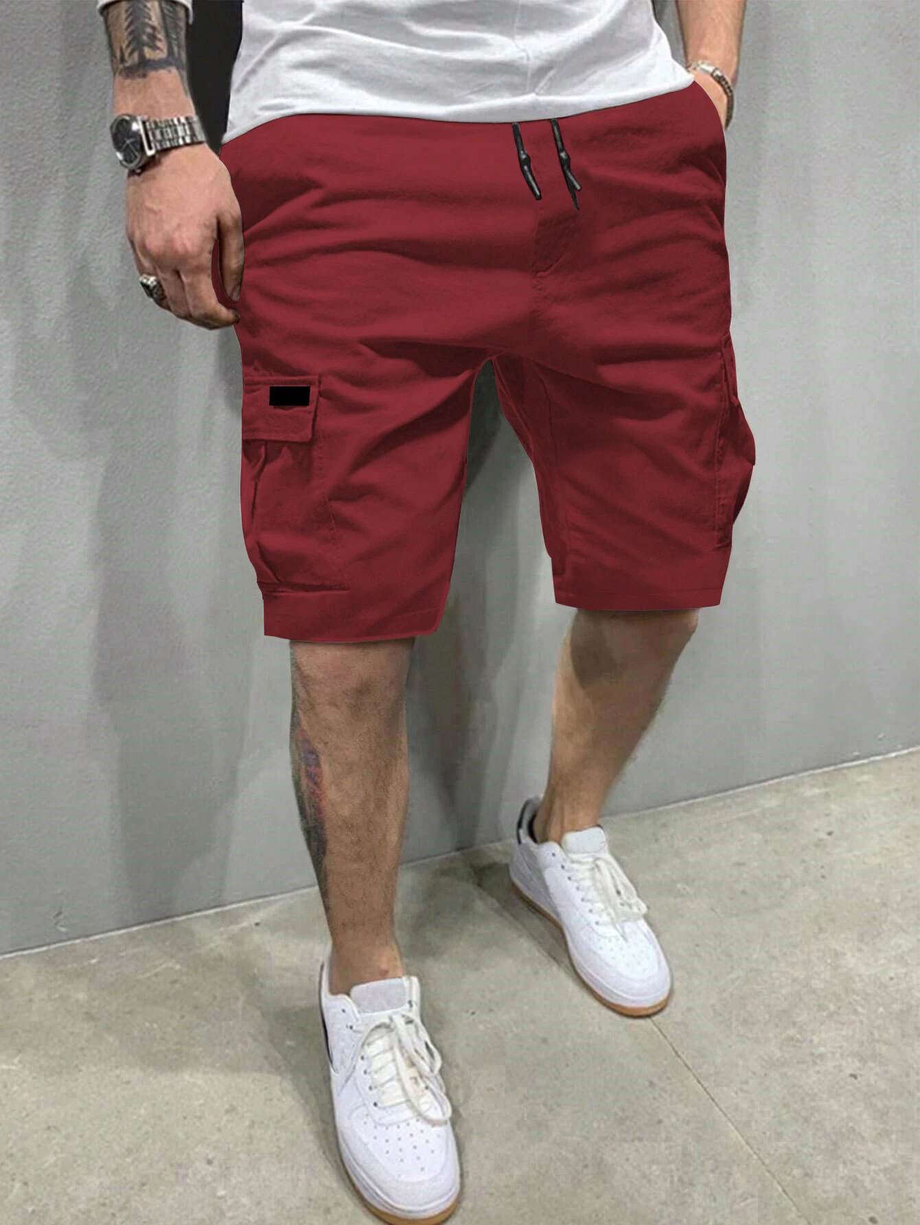 Sommerliche, kurze Herrenhose, modische Arbeitskleidungsshorts, Outdoor-Freizeit-Arbeitshose, Wanderhose, trendiges Lederdesign für Herren – Detail 13