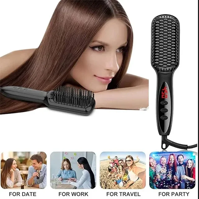 3 in 1 Electric Straightener Beard Straightener Hair Straightener With Teeth Curly Beards Magic Brush Comb For Man and Women - Image 6