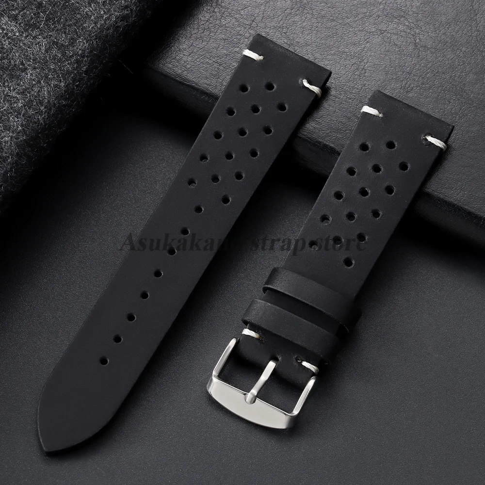 Vintage Cowhide Leather Watch Strap - Black Brown Universal Watchband