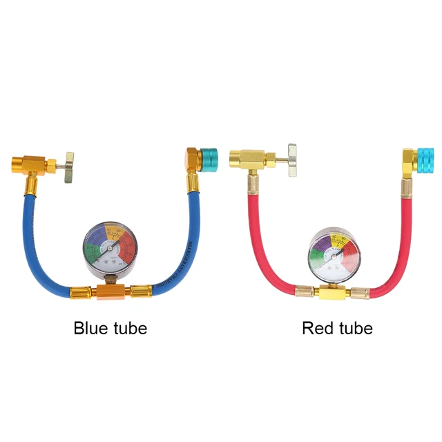  Daysyore R1234yf Juego de manómetros de aire acondicionado de 3  vías, con manguera de 5 pies y llave de extracción para aire acondicionado  de automóvil R-1234yf Juego de manómetros de carga