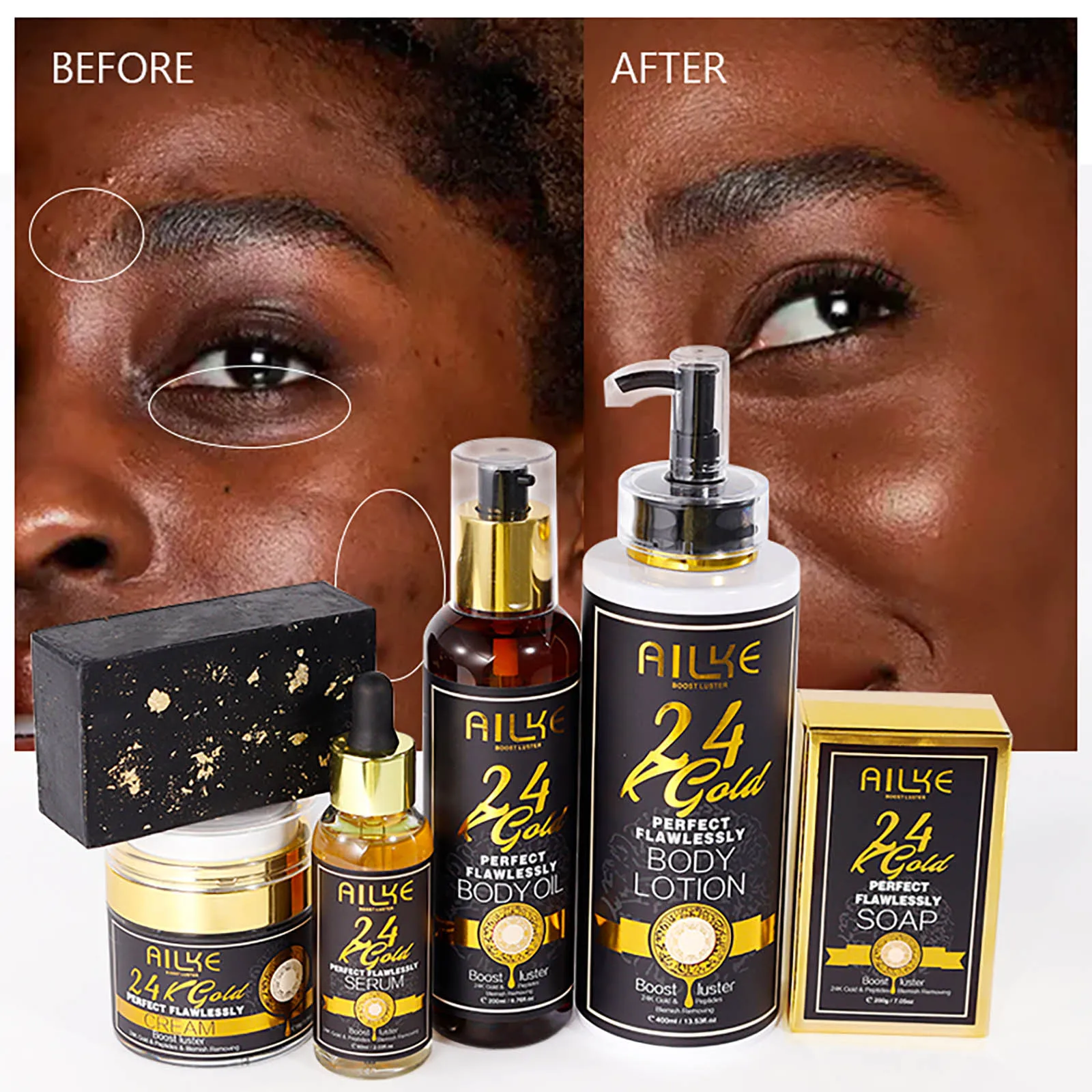 AILKE 24k Gold Flawlessly Body Oil, Natural Plant Oil For All Skin Type, Skin Moisturizer, Reduce Spots, Smoothing, Brightening 5