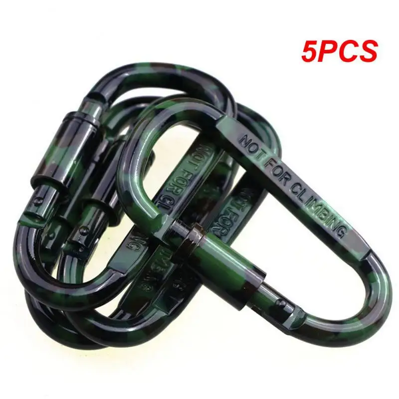 

5PCS Shape Camouflage Aluminum Alloy Carabiners Tactical Hanging Buckles With Lock Backpack Buckles For Mountaineering Hiking