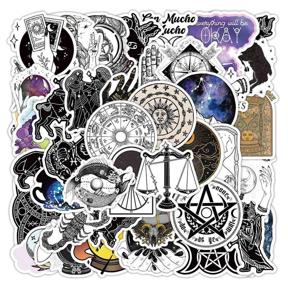 

52pcs Vintage Astrology Stickers For Scrapbook Phone Suitcase Guitar Laptop Ipad Stationery Car Sticker Scrapbooking Material