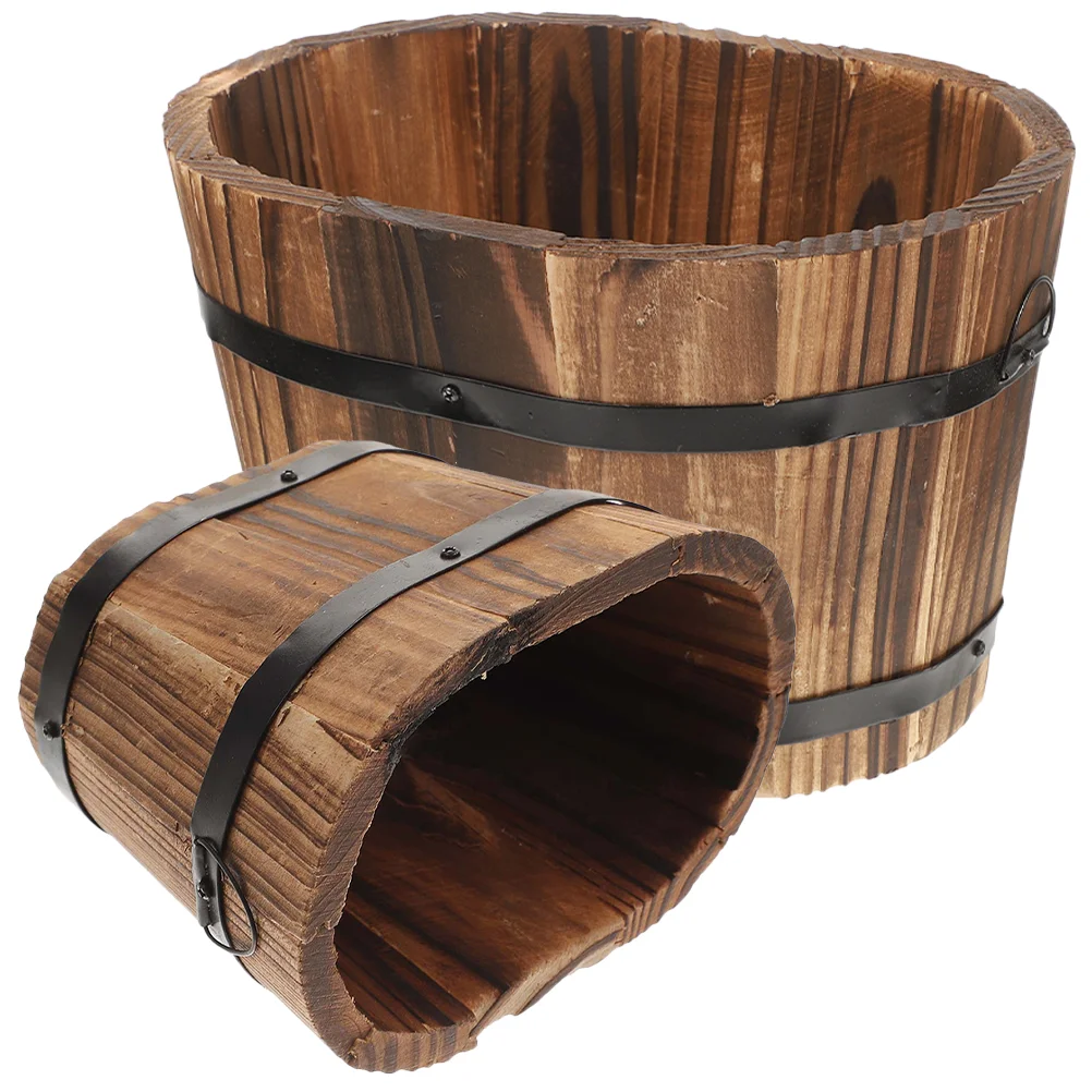 

2pcs Desktop Wooden Planter Box Flower Plant Pot Small Plant Pot Artificial Plant Box Home Decoration