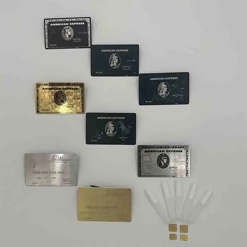 

4428 Premium Custom Laser Cut Magnetic Stripe Amex Membership Black / Gold / Silver Metal Credit Card