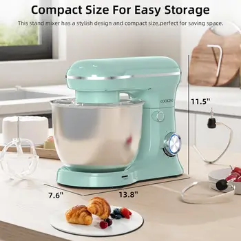 Stand Mixer,660W 10 Speeds Tilt-Head Food Mixer, 3-IN-1 Kitchen Mixer for Daily Cooks with 6 QT Bowl,Dough Hook, Beater 5