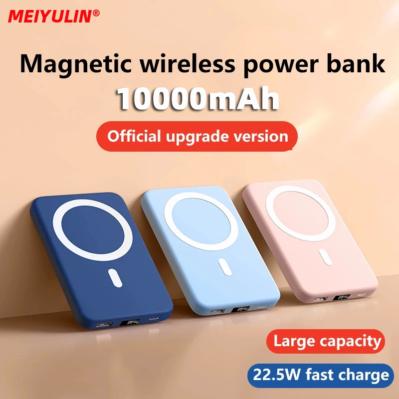 Meiyulin 10000Mah 15W Magnetic Wireless Power Bank Carica Rapida Mini Batteria Di Ricambio Esterna Portatile Per Iphone 14 Xiaomi Samsung