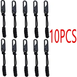 5 - Pack Durable Fabric Zipper Puller Repair Kit with Zipper Closure Replacement Sliders (Black - 10pcs)