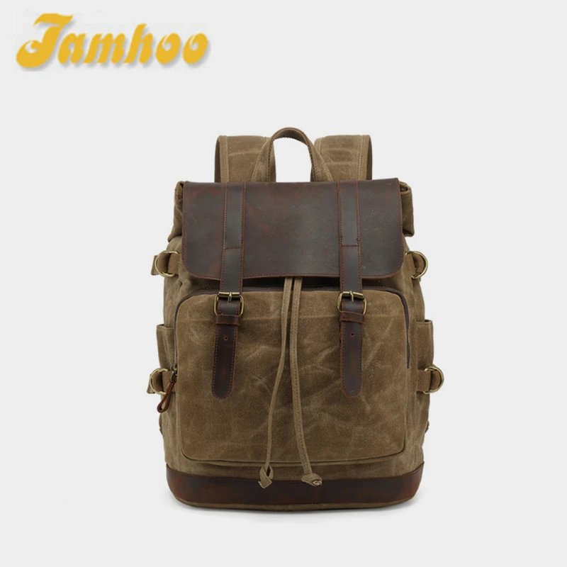 

Водонепроницаемый холщовый рюкзак Jamhoo, винтажная дорожная сумка, рюкзак для ноутбука для школьника, уличные большие рюкзаки