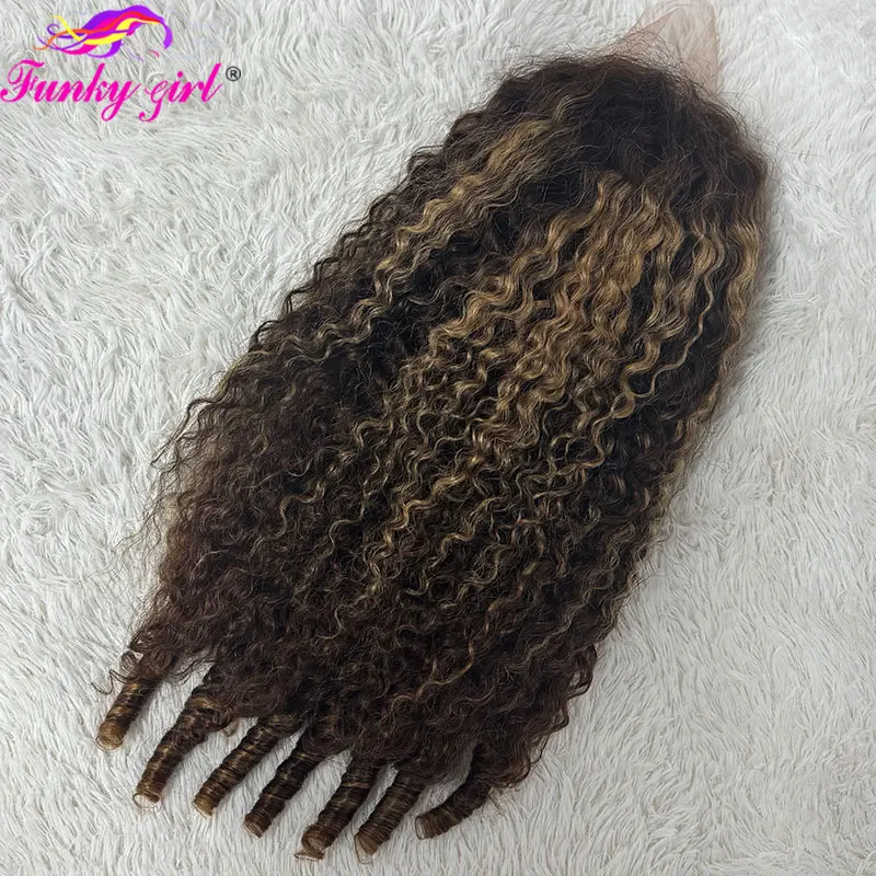 Highlight Burmese Curly Lace Frontal Human Hair Wig 4/27 Brazilian Pixie Curls Human Hair Wigs For Women 200% density Hair Wig 3