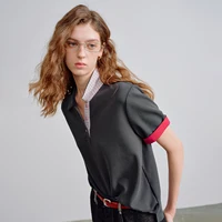 TOYOUTH femmes Piqué Polo t-shirts 2026 été nouveau mis à niveau bloc de couleur Plaid manches volets Vintage décontracté hauts 3