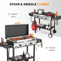 Burner Outdoor Propane Gas Stove with Griddle, Auto-ignition, Regulator & Side Shelves, 150,000 BTU Powerful Stand Cook 2