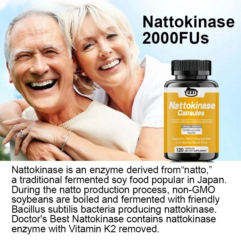 YUXIT Nattokinase Supplement 2000 Fu Portions 120 Capsules (from Natto Japan) System Enzyme nattokinase supplement