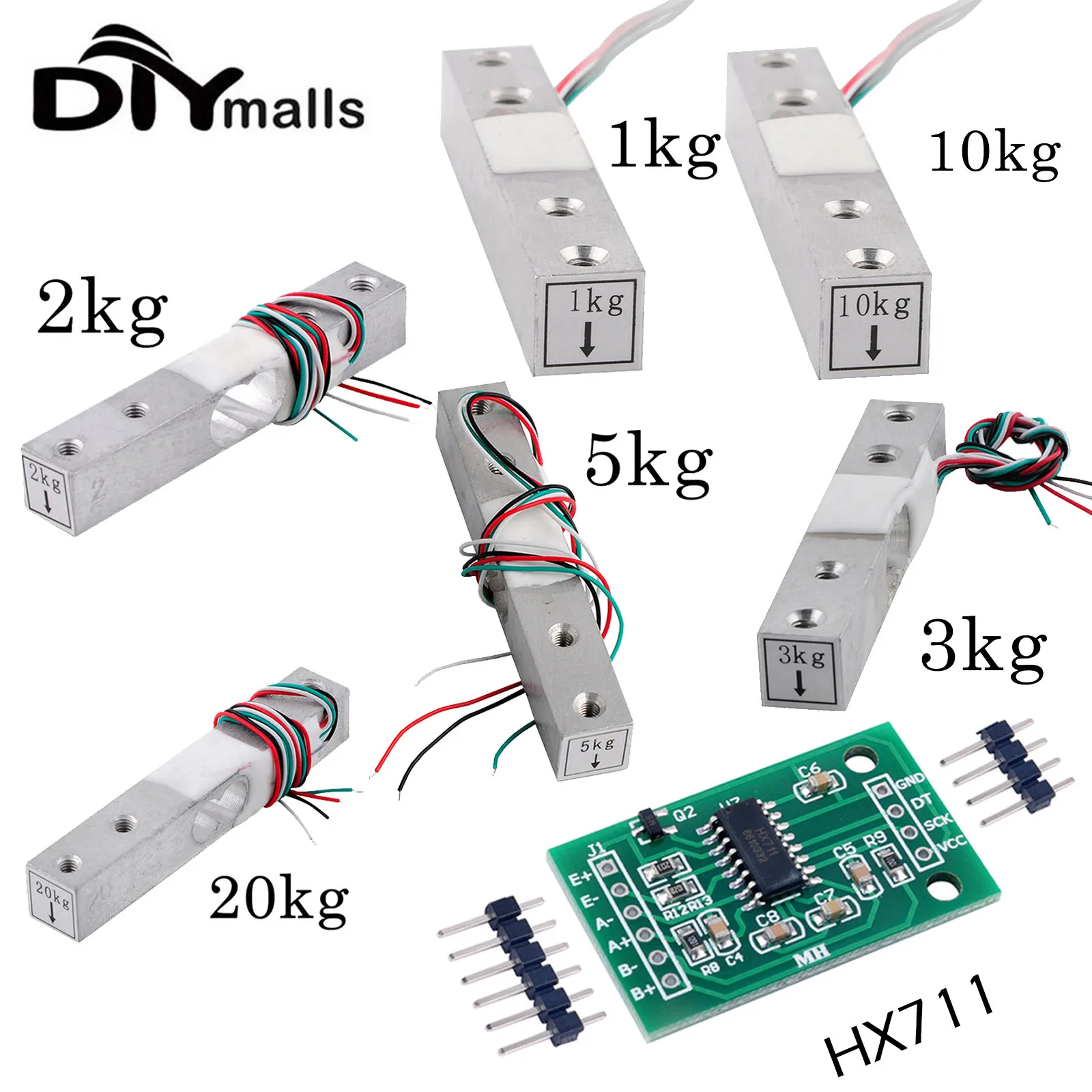 Célula Carga Escala Digital Célula De Carga HX711 Com Módulo AD - 1kg, 2kg, 5kg, 10kg E 20kg - Sensor De Peso Em Liga De Célula De Carga Con Pantalla Para Proyectos Electrónicos