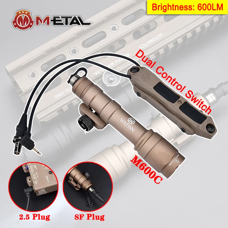 

WADSN M600C M300A Airsoft Weapon Scout Light Flashlight Dual Control Switch For M300 M600 Flashlight PEQ15 DBAL A2 NGAL laser