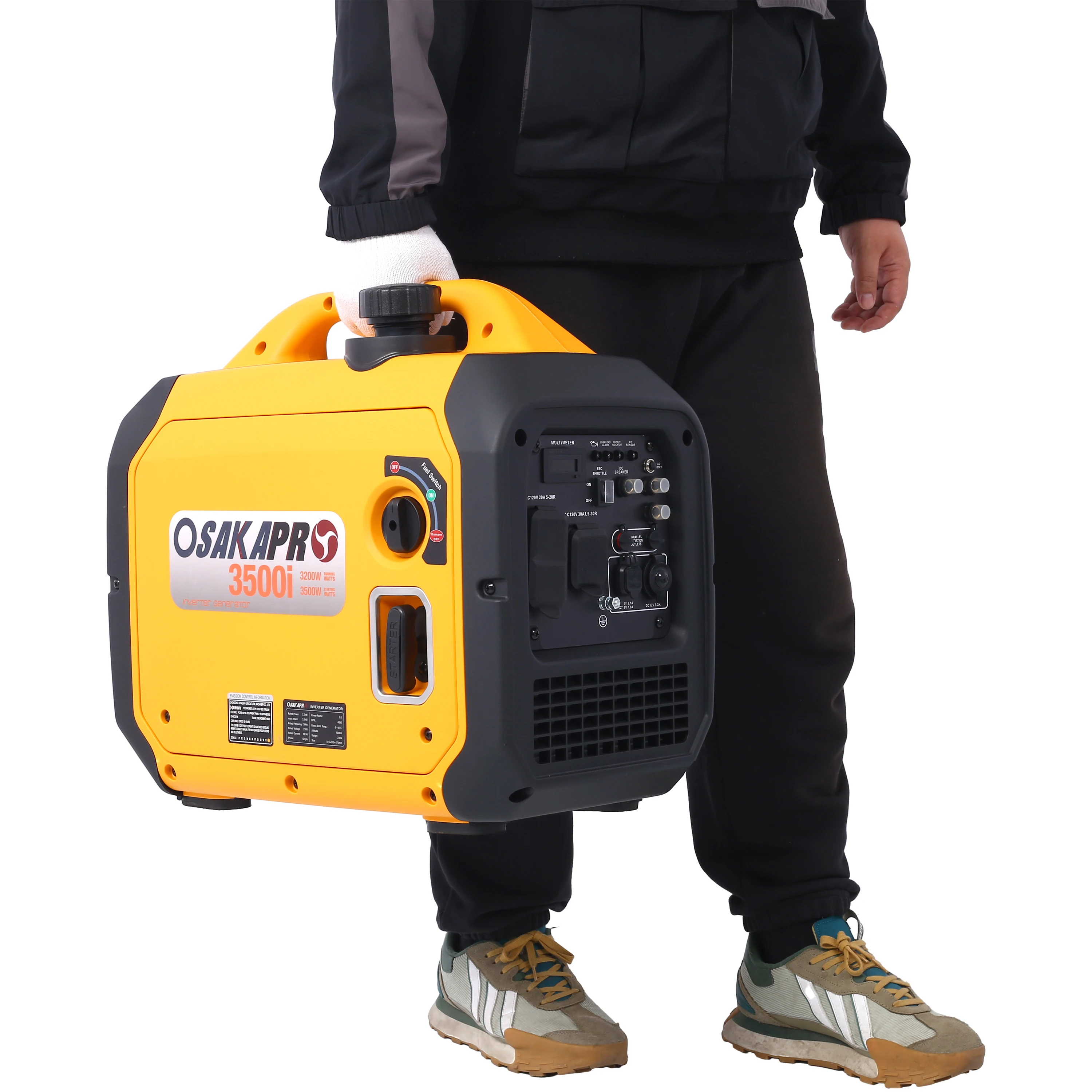 3500 Watt Portable Inverter Generator Gas Powered, EPA Compliant with CO SENSOR, Compact and Lightweight for Home Backup Power,