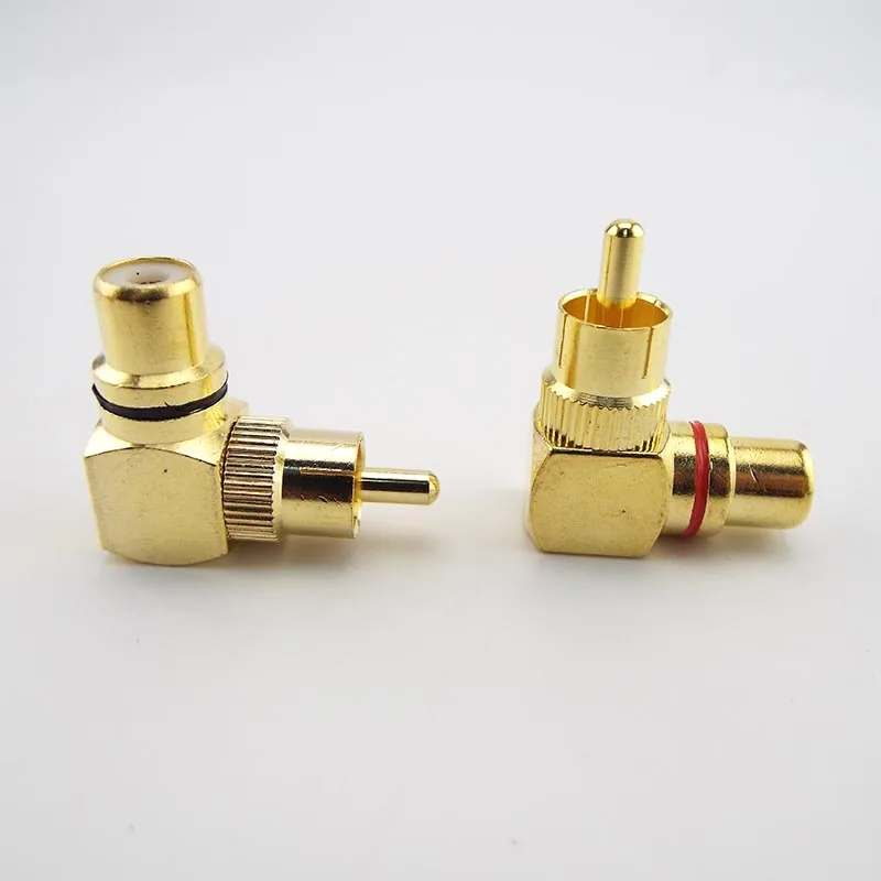 Connettore Rca Maschio-Femmina Ad Angolo Retto Adattatori A Spina A 90 Gradi Connettori Audio Da L Tipo F A M Ottone Placcato Oro