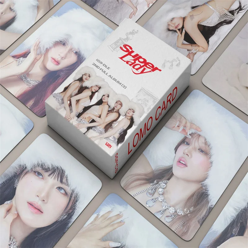 

55 шт./комплект (G) K-POP 2nd альбом Super Lady LOMO Card GIDLE MINNIE SHUHUA SOYEON YUQI Photo Card Girl Gift поп