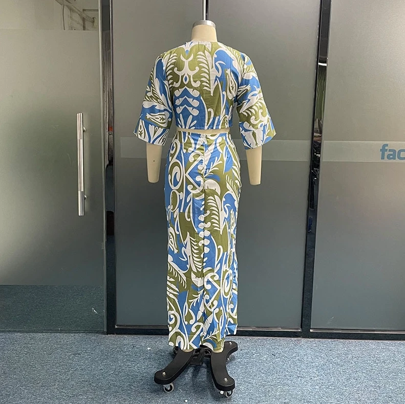 Elegant Sexy 2024 New Women's Long Skirt Set Summer Fashion New Loose Print Long Skirt Holiday Commuting Two Piece Set