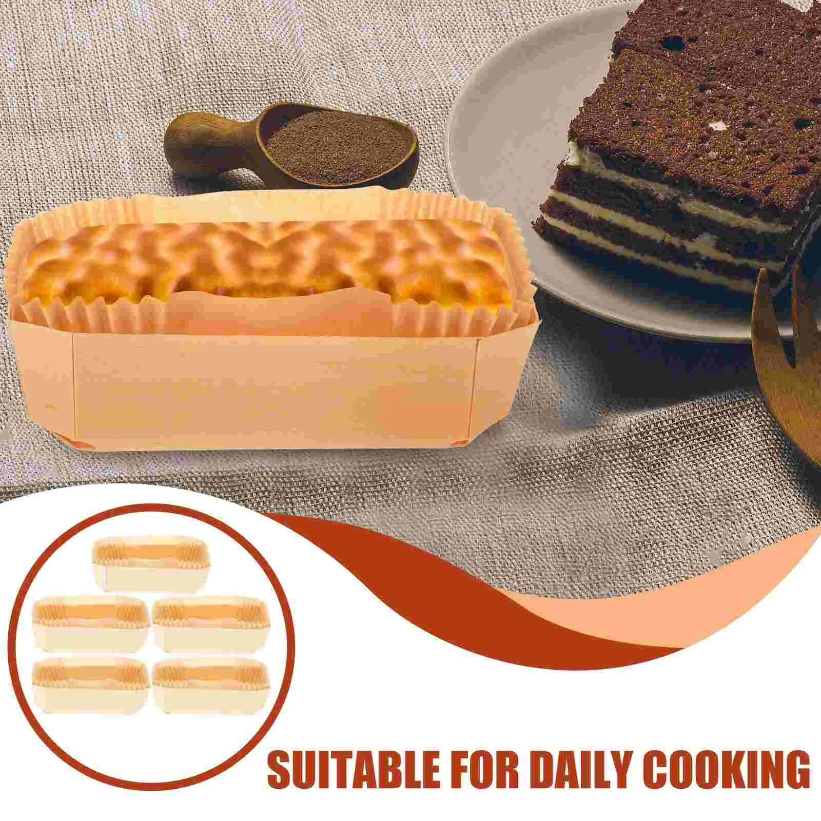 Wooden Box Paper Tray Cheese Cakes Nonstick Bakeware Bread Mold Loaf Pan Boat Shape