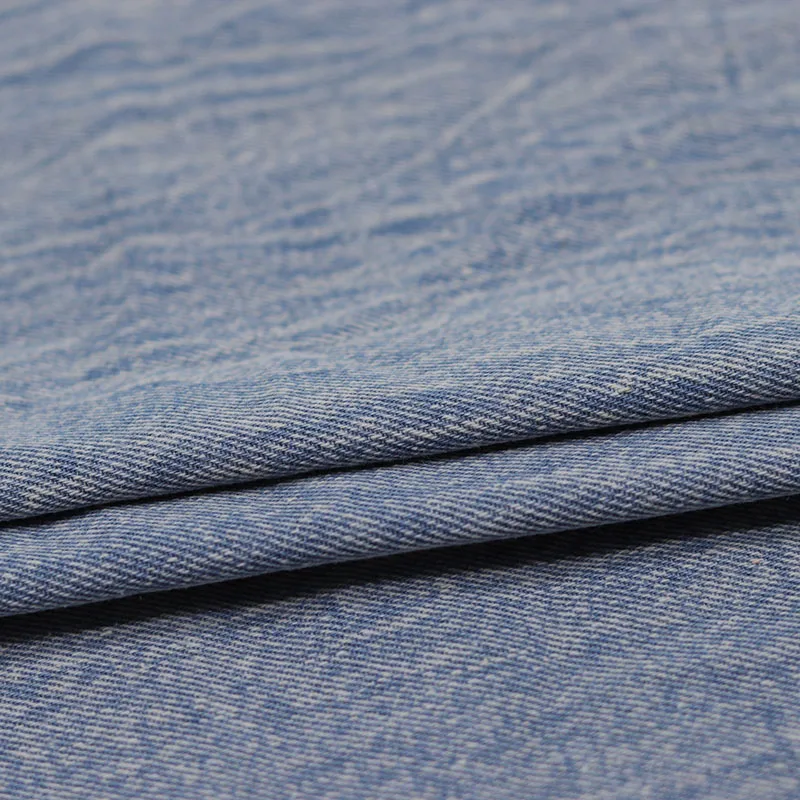 Blue Pure Cotton Hand Brush Distressed Texture Washed Denim Fabric Fabric Clothing Handmade Diy Clothes