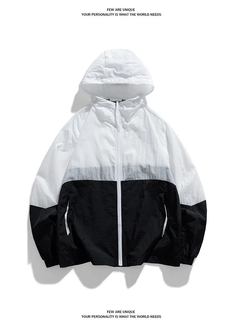 Men's Hoodie Sweatshirt Long Sleeve Jacket Thin Tops Summer Sun Protection Casual Loose Streetwear Fashion Outerwear New W146