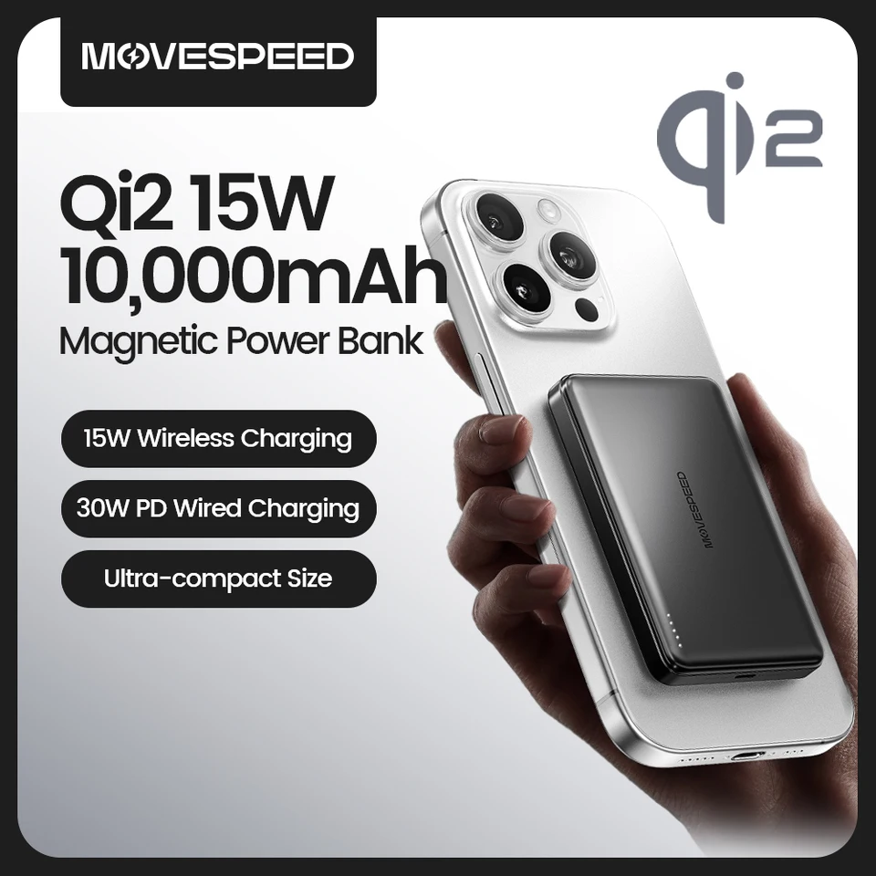 MOVESPEED P04 맥세이프 보조배터리 10000mAh,Qi2 맥세이프 보조 베터리, 15W 고속 휴대용 충전기, 아이폰 16 15 용 맥세이프 보조배터리 MOVESPEED P04 맥세이프 보조배터리 10000mAh,Qi2 맥세이프 보조 베터리, 15W 고속 휴대용 충전기, 아이폰 16 15 용 맥세이프 보조배터리