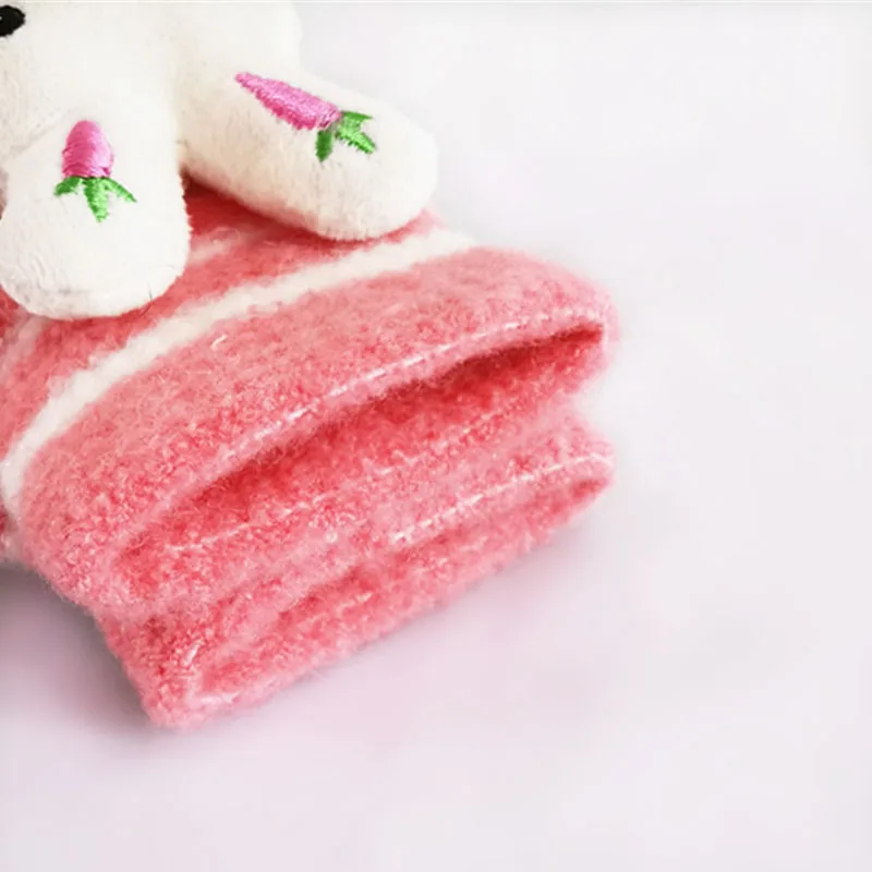 Winter Gloves Kids Warm Cartoon Bear Rabbit Thick Knitted Gloves for Baby Toddler Girl Boy Cute Full Finger Children Glove 유아장갑