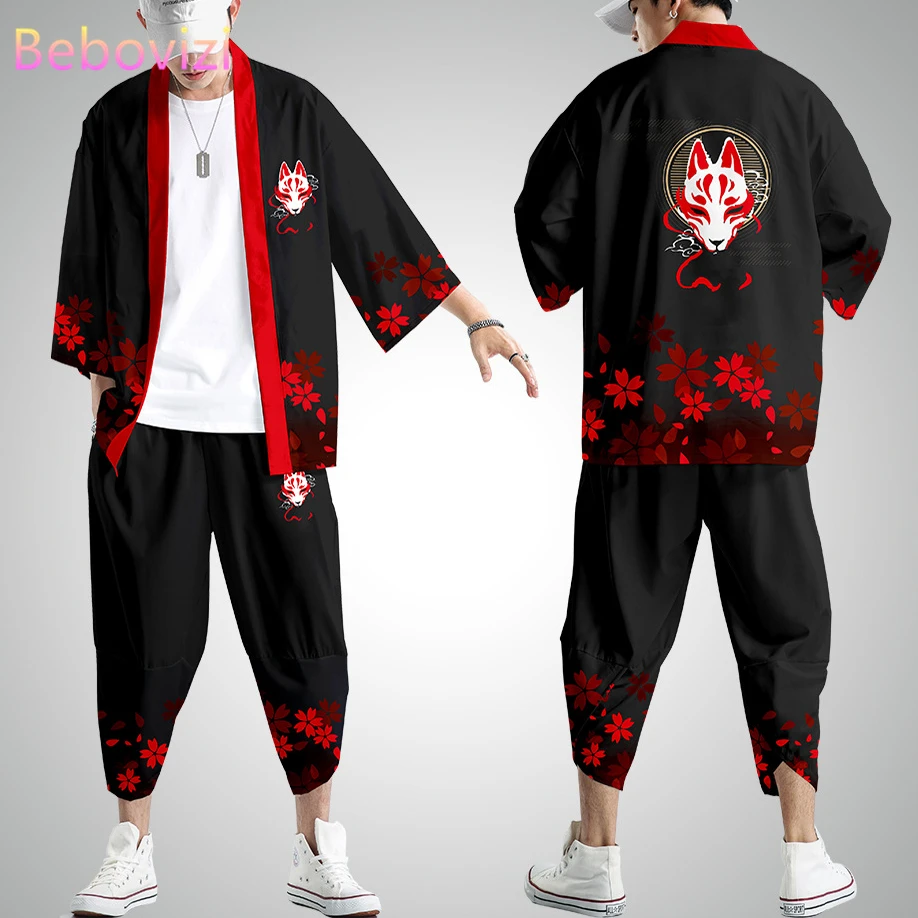 Japanese Kimono Japanese Kimono Cardigan Plus Size Asian Style Kimono Pant Set