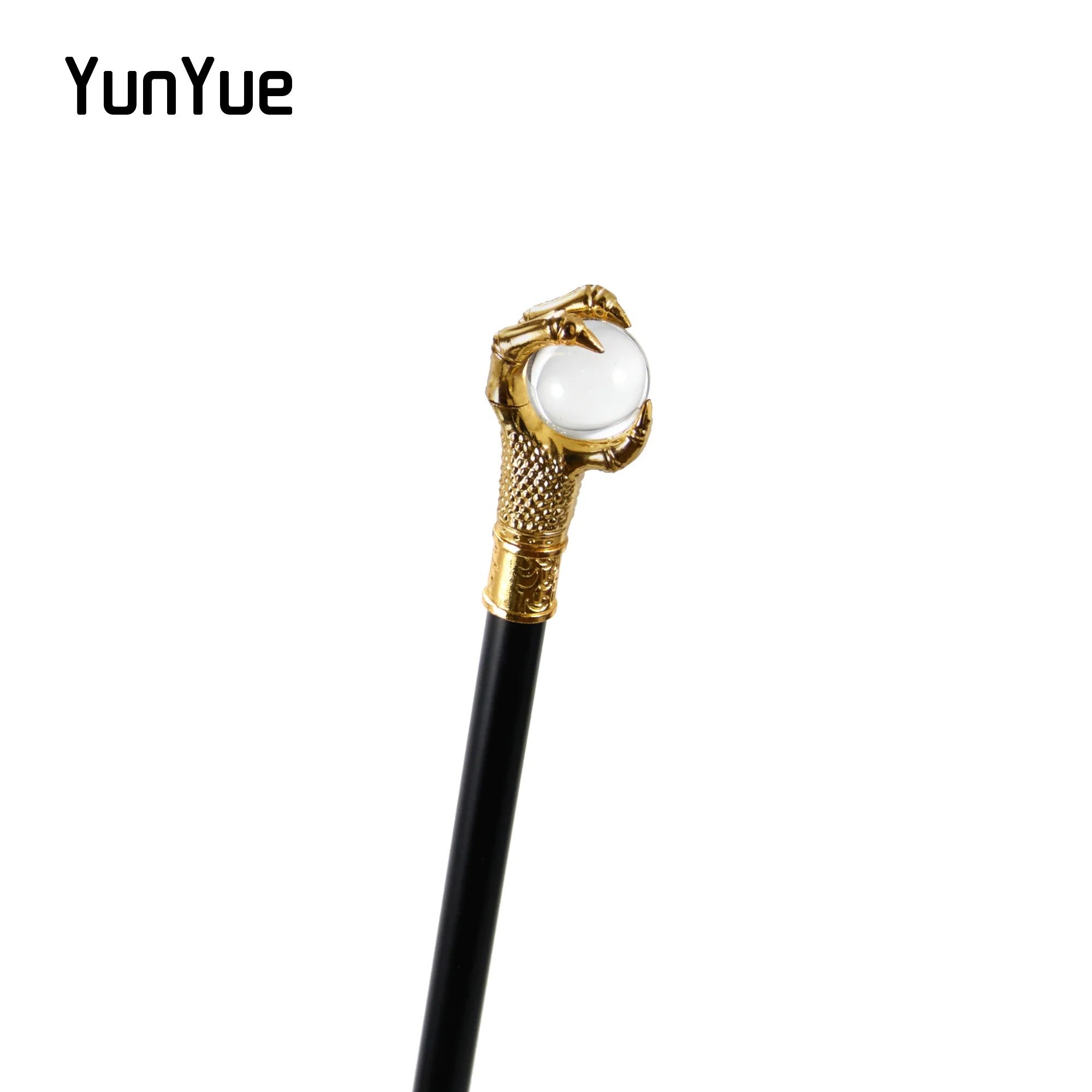 عصا مشي بتصميم مخلب تنين ذهبي مع كرة بيضاء، وهي عص...