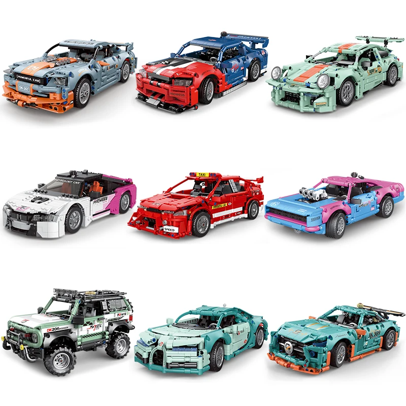 

Famous Super Racing Sports High-Tech Car Building Blocks Ford GTR 911 Taxi SUV Vehicle Model Bricks Toys For Children Boy Gifts