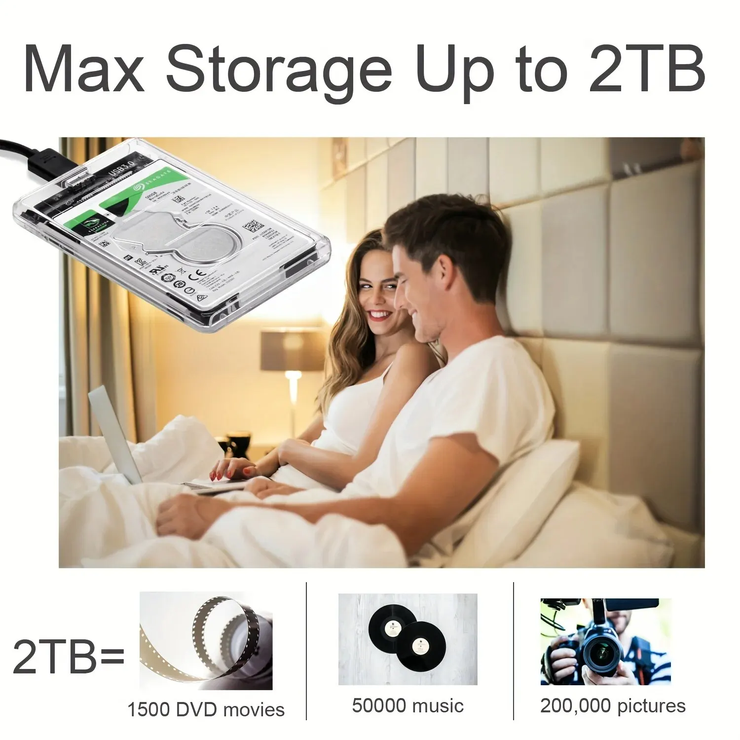 Transparent 2.5-Inch USB 3.0 External Hard Drive Enclosure