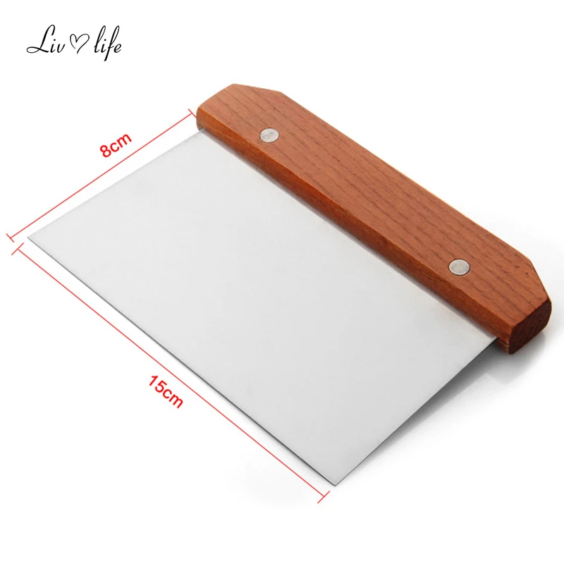 Baking Tool Dough Scraper Dough Cutter Cake Scraper Baking Accessories Stainless Steel Pasty Cutters Noodle Knife Cake Scraper with Scale Baking Cake Cooking Dough Scraper