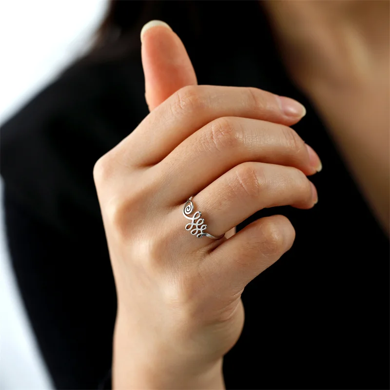 Vintage Edelstahl Lotusblume Ringe für Frauen Mädchen Buddhismus om unalome Yoga Fingerring Hochzeits schmuck Bague Geschenke – Detail 19