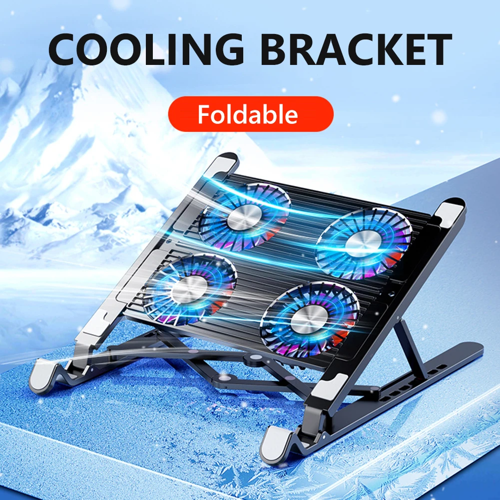 Laptop Cooling Pad Foldable Portable Adjustable Notebook Stand for 11-17.3 Inch with 2/4 Fans