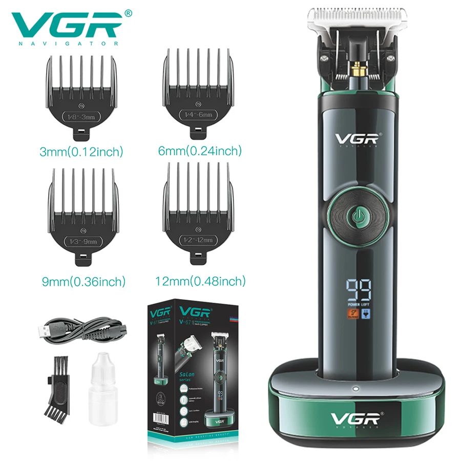 

VGR Hair Clipper Rechargeable Hair Trimmer Cordless Hair Cutting Machine Electric Haircut Digital Display Trimmer for Men V-671