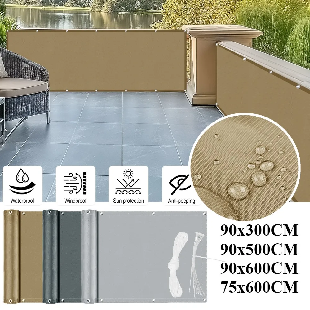 Waterproof Balcony Privacy Screen Cover Shade Cloth Shield Deck Sail UV Protection Balcony Screening with Eyelets and Cable Ties shade cloth,sun shade sail,shade mesh,sun shade,sunshade cloth,waterproof cloth