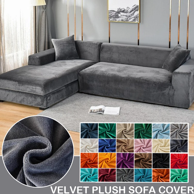 Copriseduta Elasticizzata In Velluto Per Divano: Protegge Da Macchie E Peli - 1/2/3 Posti (Grigio, Blu, Nero)
