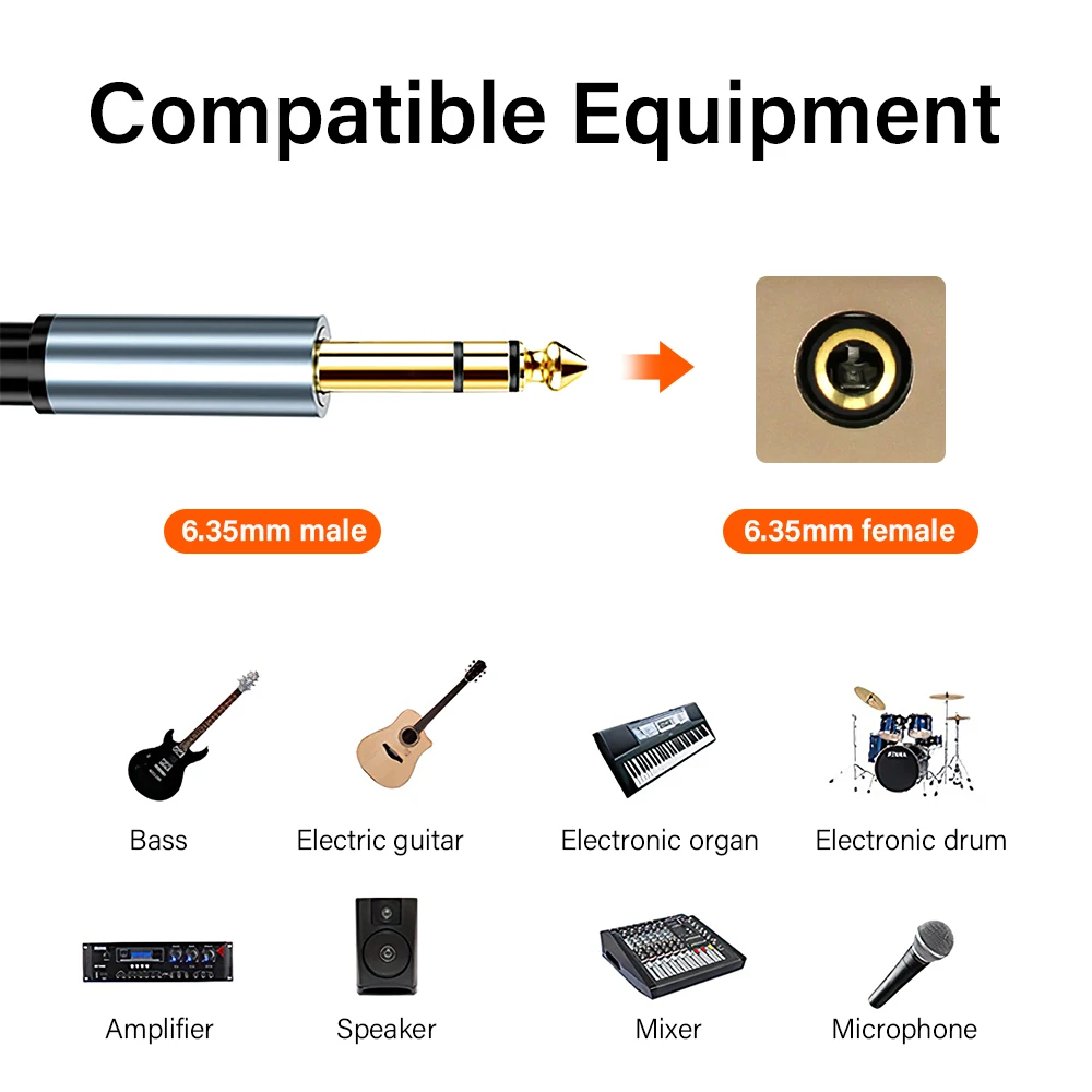 Premium 6.35mm Audio Cable for Mixer and Electric Bass Guitar – Multiple Lengths Available
